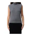 Dondup Sleeveless Turtle-neck Sweater In Ribbed Wool In Gray