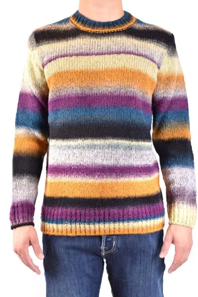 Dondup Striped Crew Neck Sweaters In Neutral