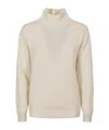 Dondup High Neck Ribbed Sweater With Split Collar Detail In Neutral