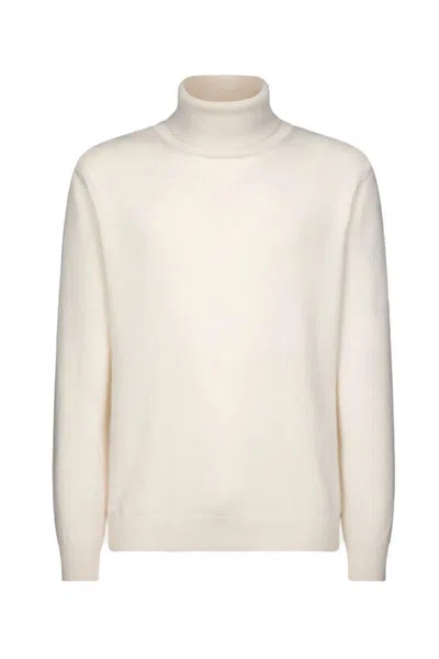 Dondup Turtleneck Knitwear Sweaters Ribbed Finish In White