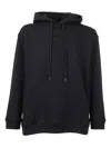Dondup Cotton Pullover Hoodie With Adjustable Drawstring Hood In Black