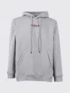 Dondup Light Grey Cotton Hoodie With Adjustable Drawstring In Gray