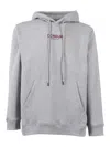 Dondup Light Grey Cotton Hoodie With Adjustable Drawstring In Gray