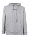 Dondup Light Grey Cotton Hoodie With Adjustable Drawstring In Gray
