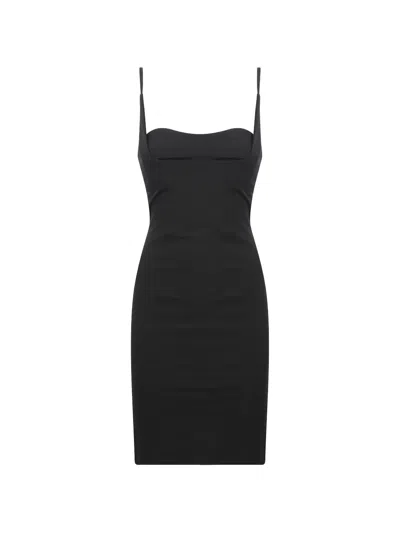 Dondup Sweetheart-neck Zip-back Mini Dress In Black