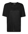 Dondup Lightweight Relaxed Fit Round Neck Sheer Fabric Short Sleeves In Black
