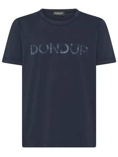 Dondup T-shirt In Cotone Con Stampa Logo In Blue