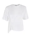 Dondup Boxy White T-shirt With Unique Draping Detail In White