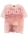 Dondup Crewneck Graphic Print Short Sleeves Relaxed Fit In Pink