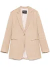 Dondup Beige Single-breasted Linen Blazer In Neutrals