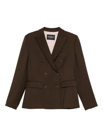 DONDUP TAILORED BROWN JACKET WITH DOUBLE-BREASTED FRONT
