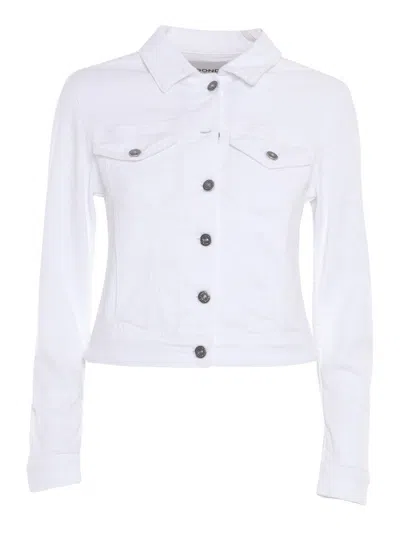 Dondup Tailored Cropped Denim Jacket With Structured Collar In Blue