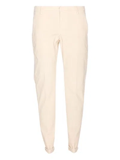 DONDUP TAILORED FIT OFF-WHITE CORDUROY JEANS WITH BUTTON FLY