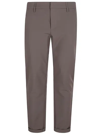 Dondup Tailored Low-rise Trousers With Darts And Cuffed Hem In Brown