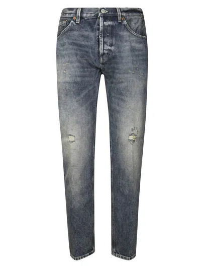 Dondup Tailored Straight Leg Brighton Pants With Minimalist Design In Blue