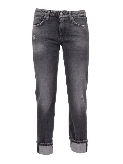 DONDUP TAILORED STRAIGHT LEG PANTS WITH MID-RISE WAIST AND FRONT PLEATS