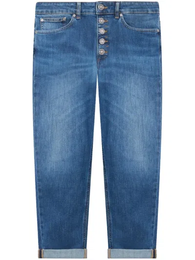 DONDUP TAILORED STRAIGHT LEG TROUSERS IN COTTON-ELASTANE BLEND