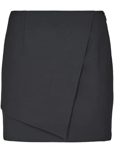 DONDUP DONDUP TAILORED WRAP SKIRT WITH SMOOTH FINISH AND DISCREET LOGO