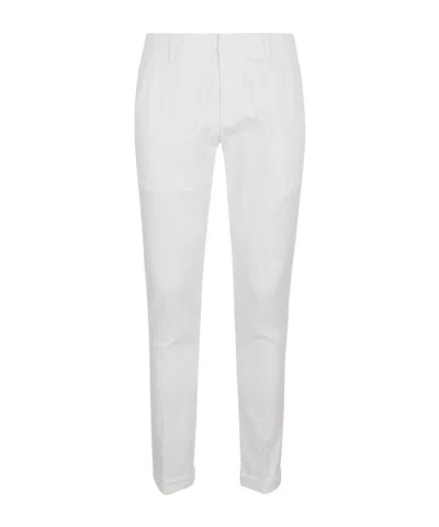 Dondup Tapered Cotton Blend Chinos In White