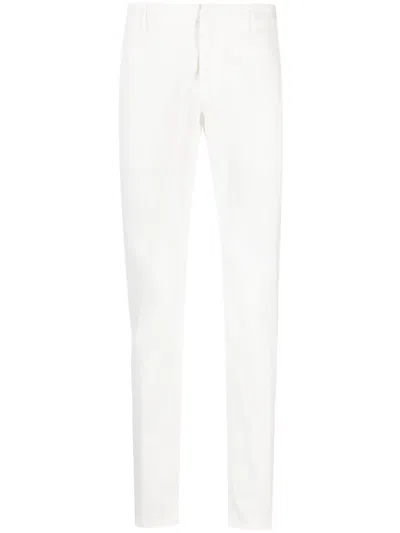 Dondup Tapered Cotton Blend Chinos In White