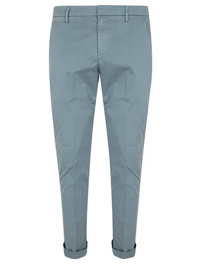 Dondup Tapered Low-rise Pants With Front Pinces And Buttoned Pockets In Blue