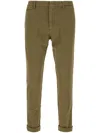 Dondup Trousers With Belt Loops And Rolled Cuffs In Green