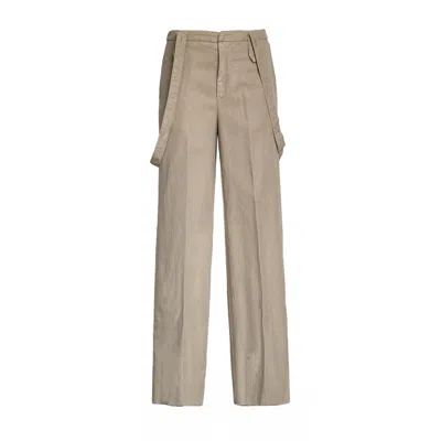 Dondup Tecla Detachable Suspenders Wide-leg Pants In Multi