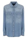 Dondup Timeless Blue Denim Shirt With Flap Pockets In Blue