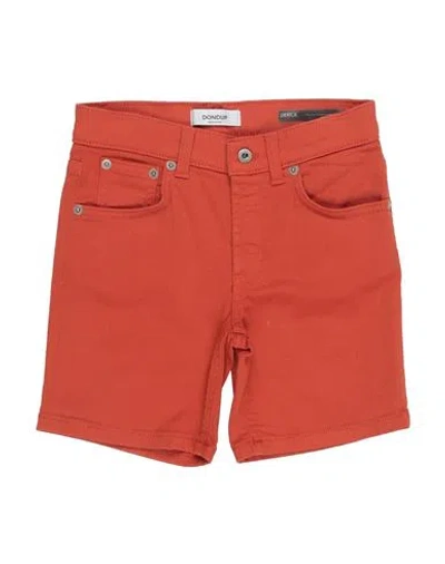 Dondup Babies'  Toddler Girl Denim Shorts Rust Size 3 Cotton, Elastomultiester, Elastane In Red