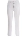 Dondup Cropped Cotton-blend Denim Jeans With Button Detailing In White