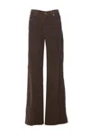 Dondup Velvet Wide Leg Trousers With 5 Pockets In Brown