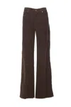 Dondup Velvet Wide Leg Trousers With 5 Pockets In Brown