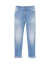Dondup Trousers Skinny Model Rolled Cuffs In Blue