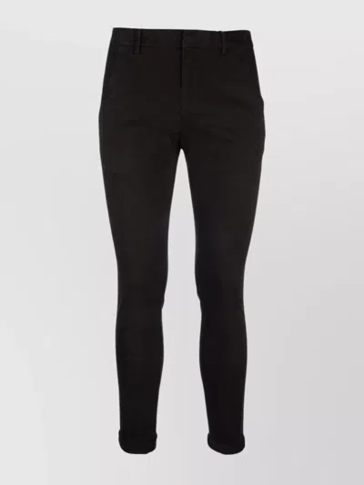 Dondup Trousers Back Pockets Belt Loops Rolled Cuffs In Black