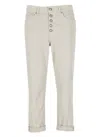 Dondup Cropped Button-fly Pants In Neutral