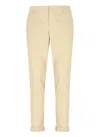 Dondup Straight Cotton Trousers Rolled Cuffs In Neutral