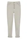 Dondup Cropped Button-fly Pants In Neutral
