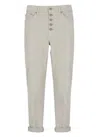 Dondup Cropped Button-fly Pants In Neutral