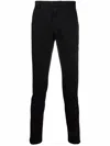 Dondup Cuffed Hem Stretch Cotton Trousers In Black  