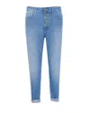 Dondup High-waisted Five-pocket Jeans With Decorative Button Fly In Blue