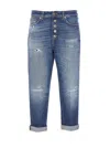Dondup Trousers Featuring Distressed Effect And Rolled Cuffs In Blue