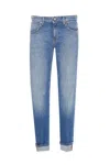 Dondup Slim-fit Light Blue Trousers With Classic Five-pocket Design In Blue