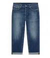 Dondup Relaxed Fit Blue Trousers With Tapered Leg And Rolled Cuffs In Blue