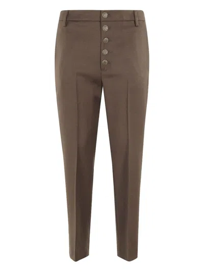 DONDUP DONDUP BROWN TROUSERS WITH BUTTONS