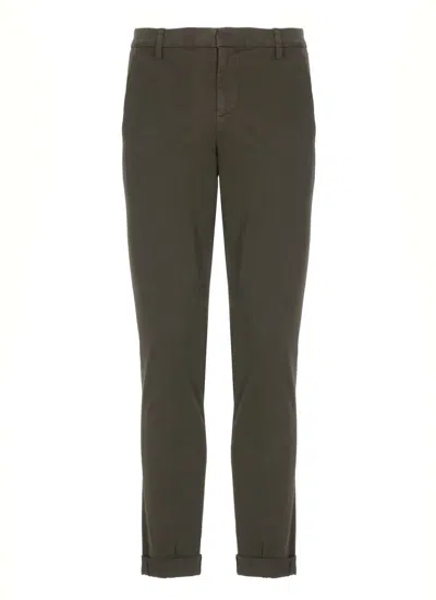 Dondup Straight Leg Trousers Cuffed Hem In Brown