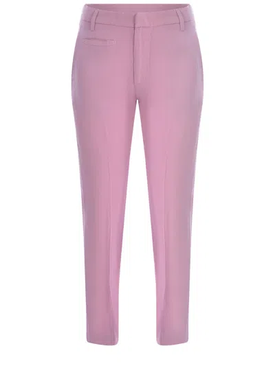 Dondup Trousers  Ariel 27inches Made Of Linen Blend In Pink