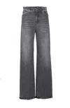 Dondup Wide-leg Trousers With Pockets And Loops In Gray
