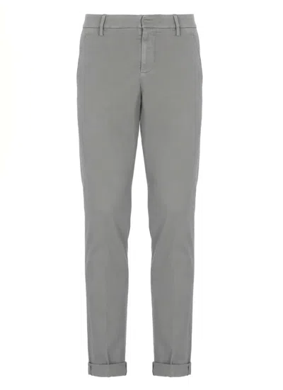 Dondup Straight Leg Trousers Rolled Cuffs In Gray