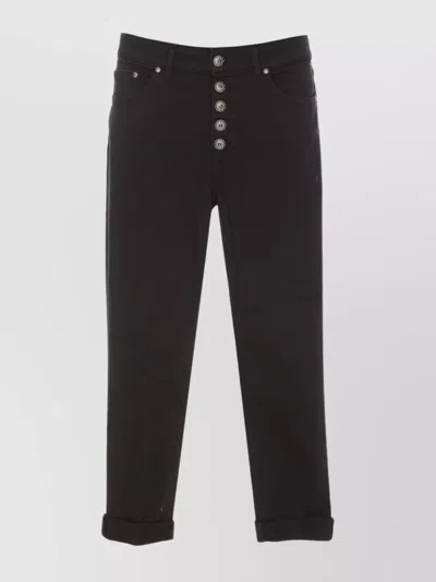 Dondup Trousers Loose Fit Rolled Cuffs In Black