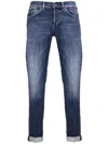 Dondup Denim Trousers With Belt Loops And Contrast Stitching In Multicolor